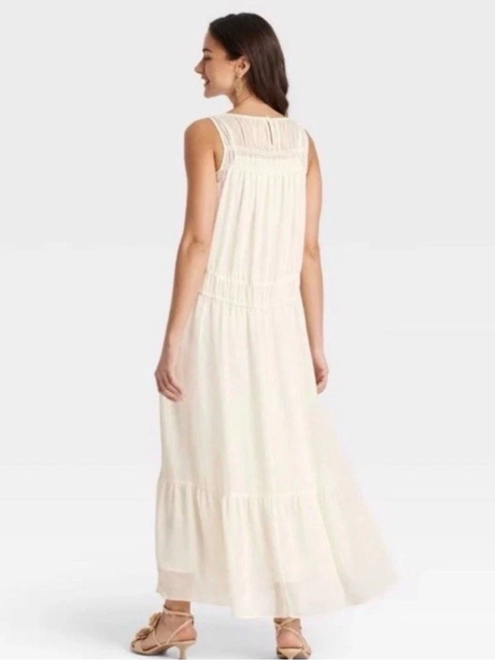 a new day Cream Sleeveless Tiered Maxi Dress xl nwt - Picture 2 of 9
